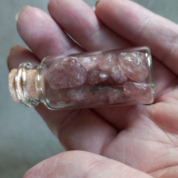 Strawberry Quartz Tumbles in a Bottle - Picture 3 of 4